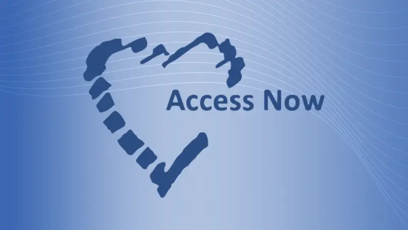 The words access now indside a blue heart
