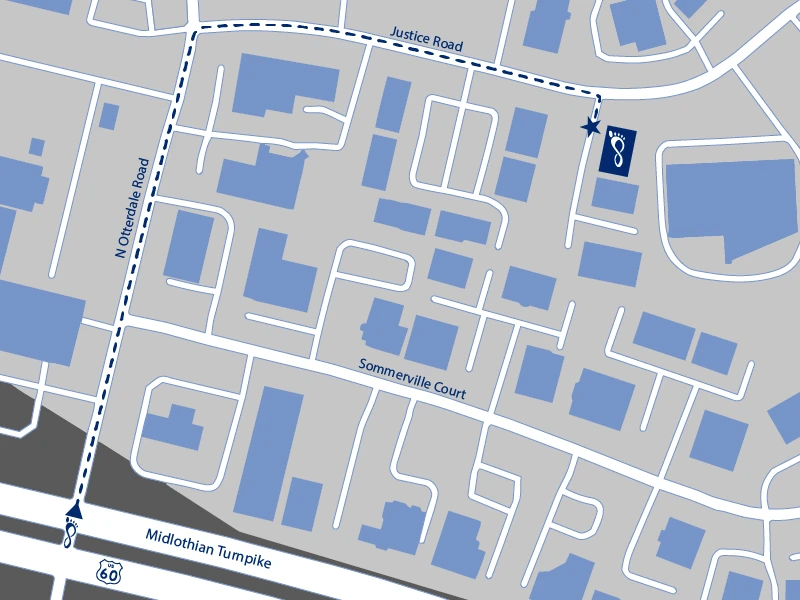 Map to Justice location.